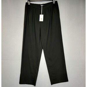 Grace Karen Pants Slacks Womens XL Black Pleated Elastic Waist High-Rise New